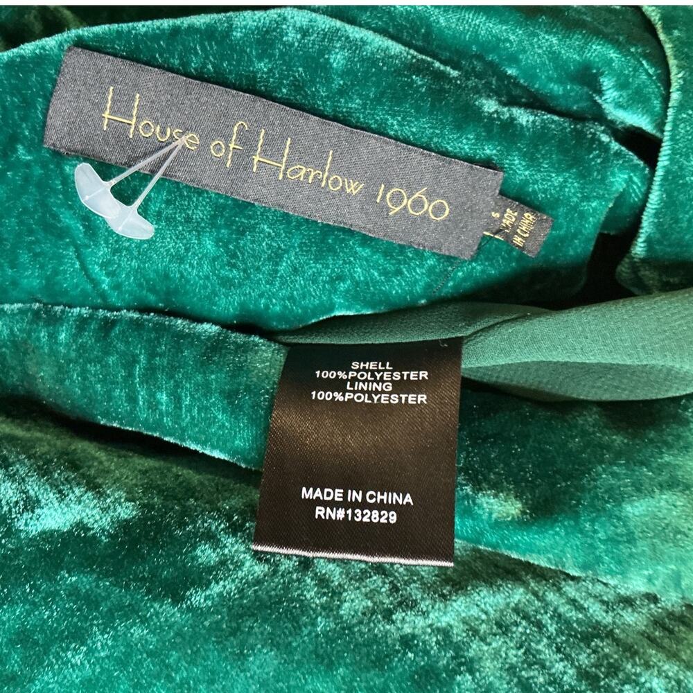 House Of Harlow 1960 Velvet Emerald Chloe Boyfriend Blazer Size S - Picture 4 of 4